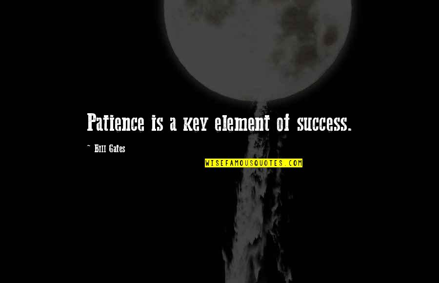 Patience For Success Quotes By Bill Gates: Patience is a key element of success.