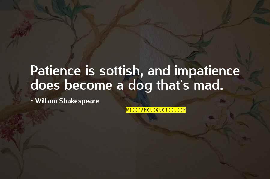 Patience Impatience Quotes By William Shakespeare: Patience is sottish, and impatience does become a