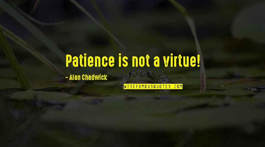 Patience Is Not A Virtue Quotes By Alan Chadwick: Patience is not a virtue!