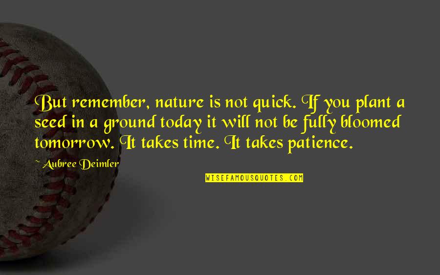 Patience Is Quotes By Aubree Deimler: But remember, nature is not quick. If you Patience Is Quotes By Aubree Deimler: But remember, nature is not quick. If you
