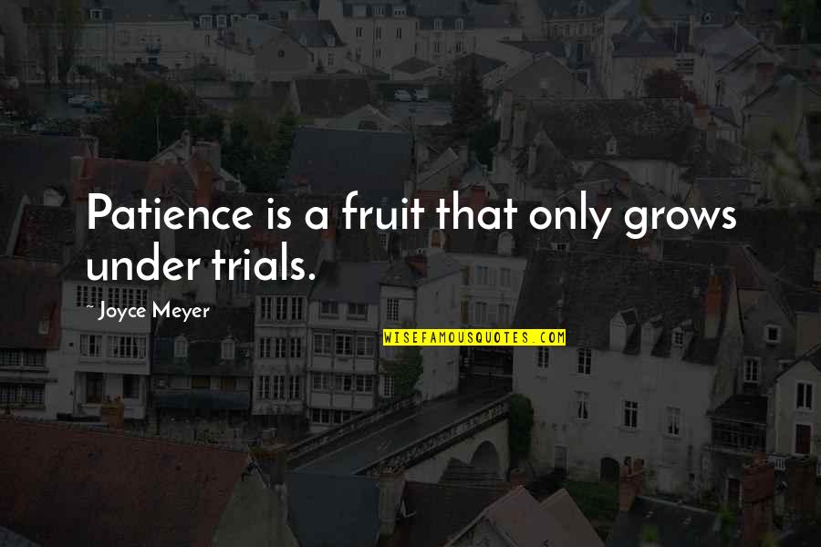 Patience Is Quotes By Joyce Meyer: Patience is a fruit that only grows under Patience Is Quotes By Joyce Meyer: Patience is a fruit that only grows under