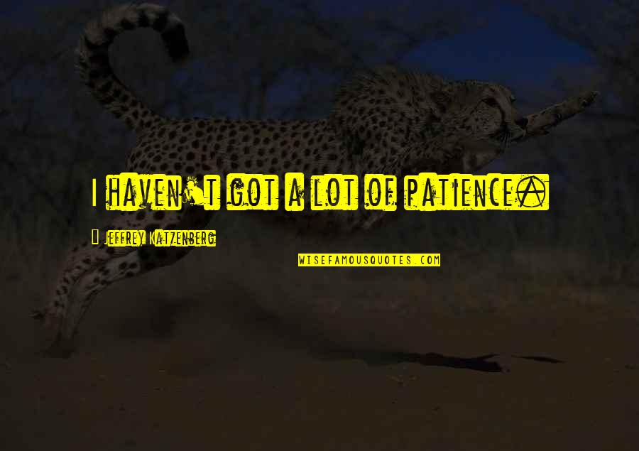 Patience Over Quotes By Jeffrey Katzenberg: I haven't got a lot of patience.