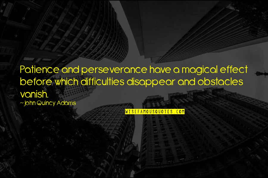 Patience Perseverance Quotes By John Quincy Adams: Patience and perseverance have a magical effect before