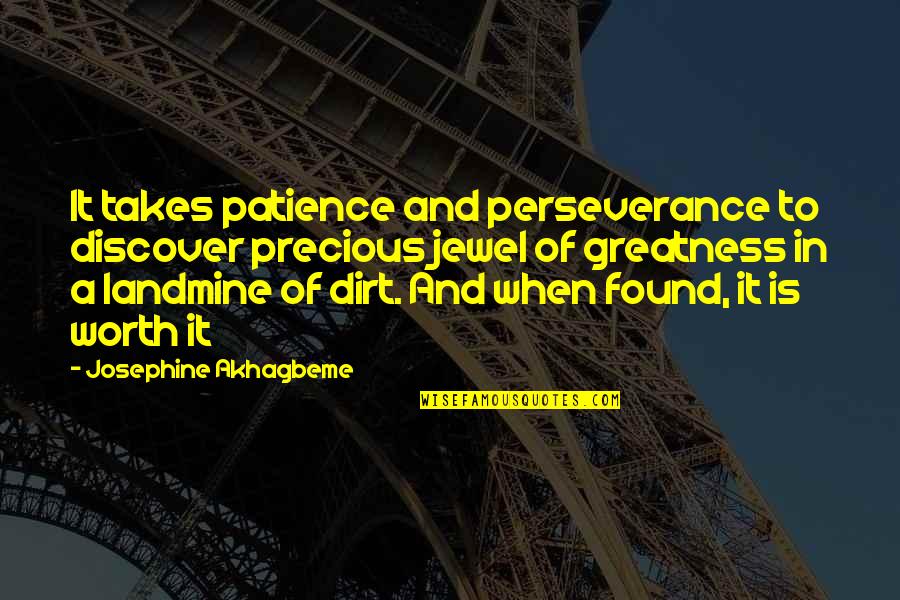Patience Perseverance Quotes By Josephine Akhagbeme: It takes patience and perseverance to discover precious