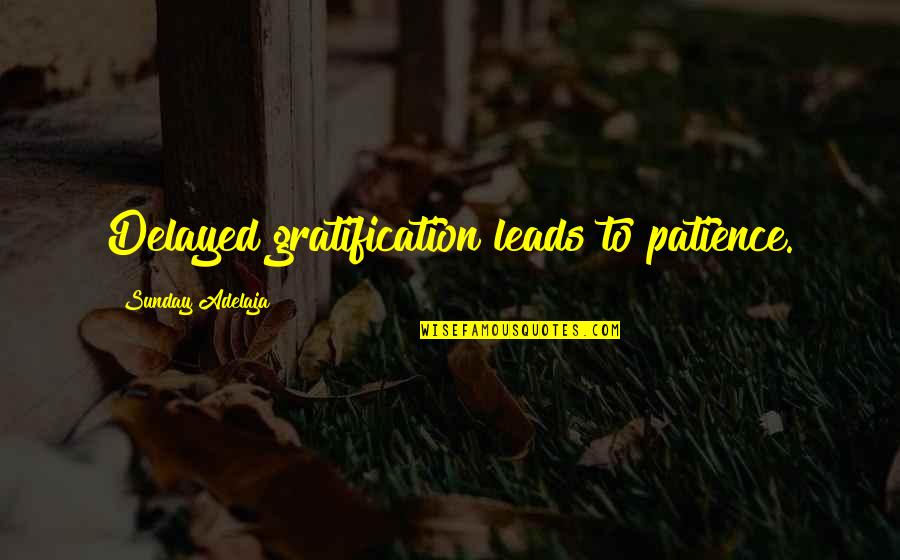 Patience Quotes Quotes By Sunday Adelaja: Delayed gratification leads to patience.