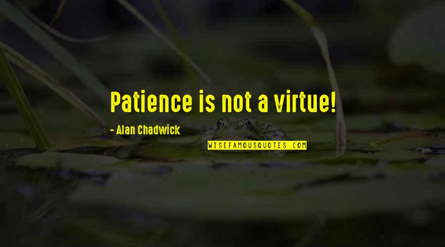 Patience Virtue Quotes By Alan Chadwick: Patience is not a virtue! Patience Virtue Quotes By Alan Chadwick: Patience is not a virtue!