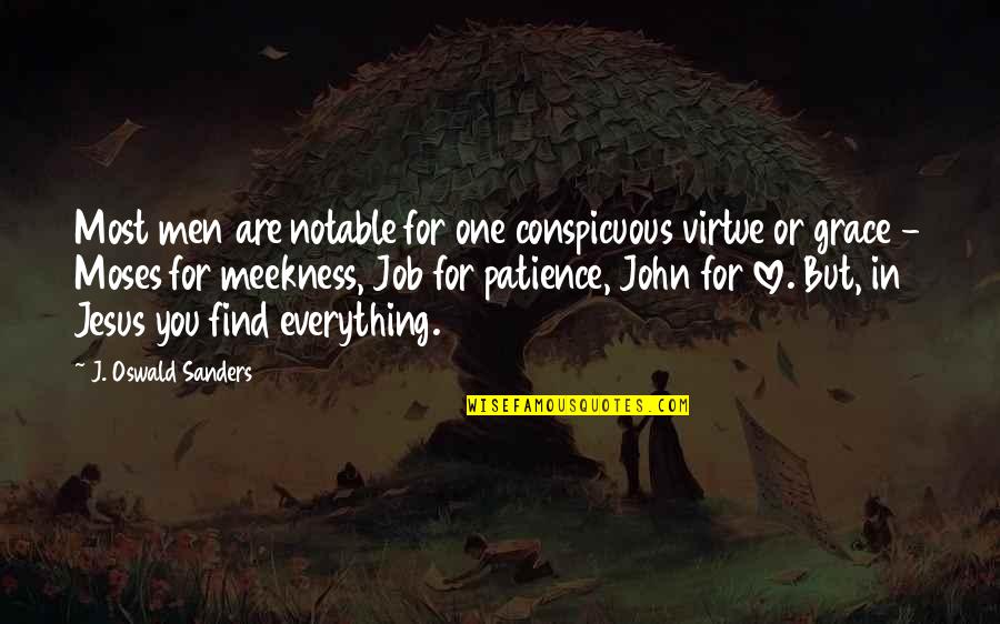 Patience Virtue Quotes By J. Oswald Sanders: Most men are notable for one conspicuous virtue Patience Virtue Quotes By J. Oswald Sanders: Most men are notable for one conspicuous virtue
