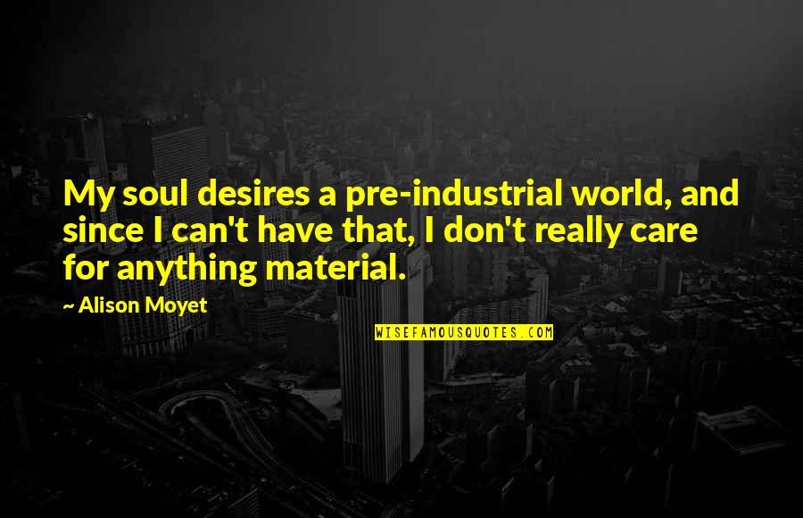 Patient Falls Quotes By Alison Moyet: My soul desires a pre-industrial world, and since