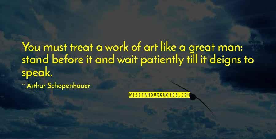 Patiently Waiting Quotes By Arthur Schopenhauer: You must treat a work of art like