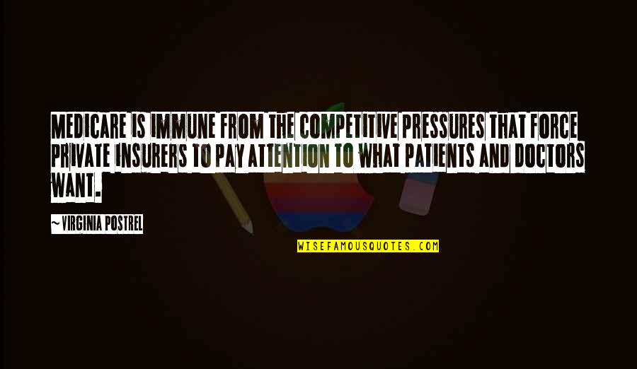 Patients And Doctors Quotes By Virginia Postrel: Medicare is immune from the competitive pressures that