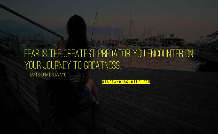 Patirke Mendiguren Quotes By Matshona Dhliwayo: Fear is the greatest predator you encounter on
