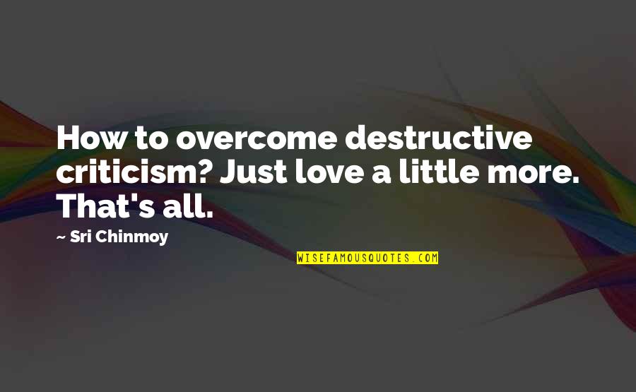 Patirke Mendiguren Quotes By Sri Chinmoy: How to overcome destructive criticism? Just love a