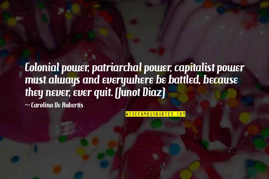 Patriarchy Quotes By Carolina De Robertis: Colonial power, patriarchal power, capitalist power must always