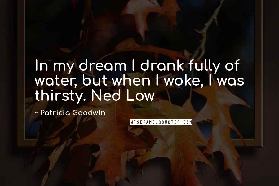Patricia Goodwin quotes: In my dream I drank fully of water, but when I woke, I was thirsty. Ned Low