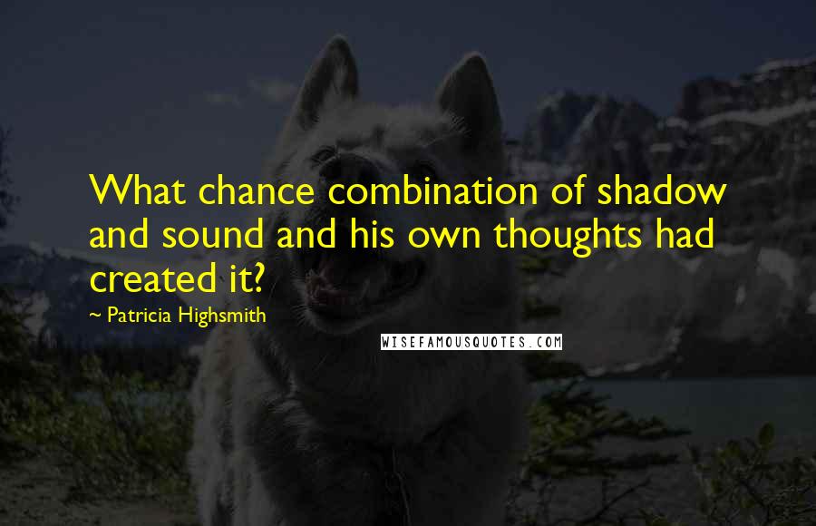 Patricia Highsmith quotes: What chance combination of shadow and sound and his own thoughts had created it?