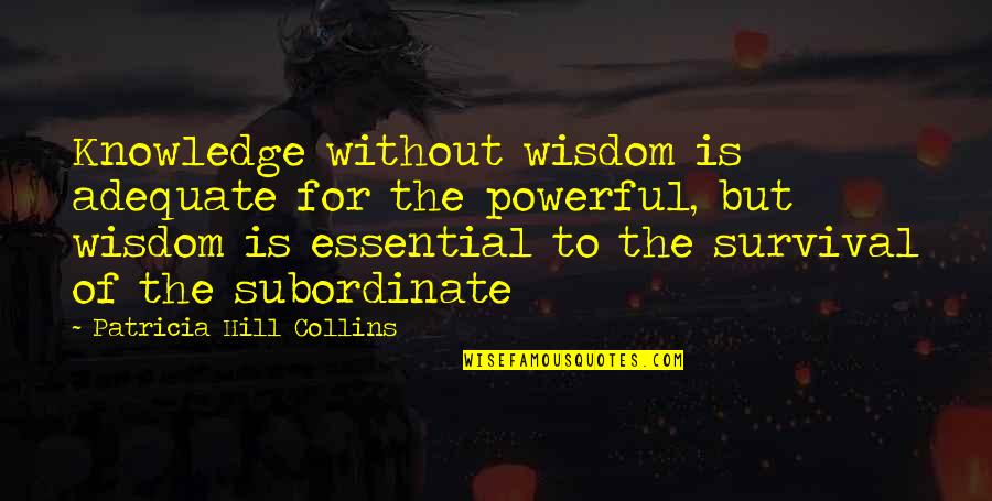 Patricia Hill Collins Quotes By Patricia Hill Collins: Knowledge without wisdom is adequate for the powerful,