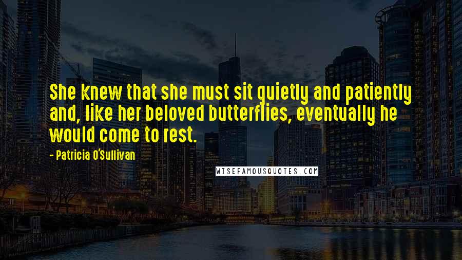 Patricia O'Sullivan quotes: She knew that she must sit quietly and patiently and, like her beloved butterflies, eventually he would come to rest.