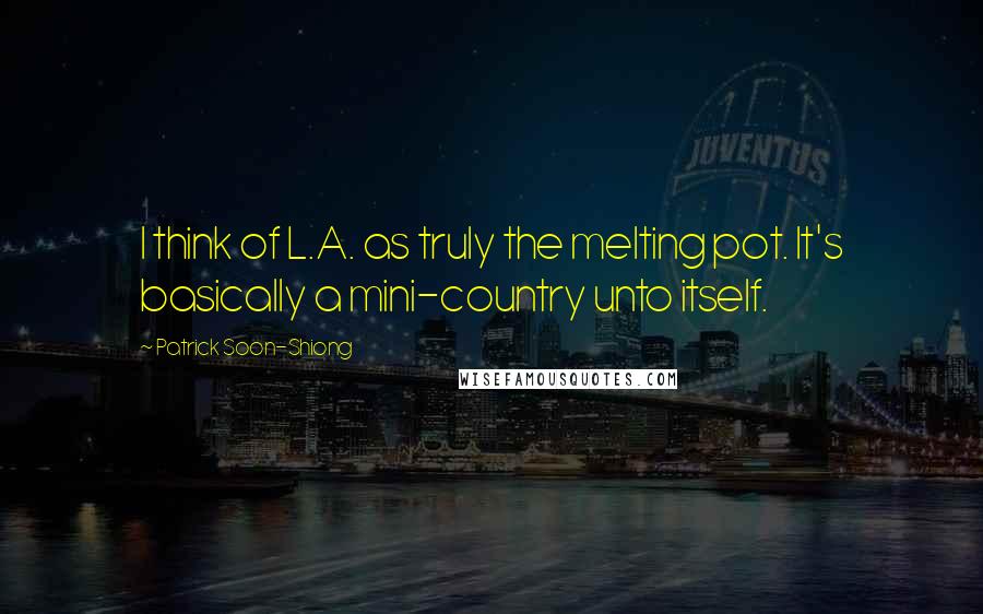 Patrick Soon-Shiong quotes: I think of L.A. as truly the melting pot. It's basically a mini-country unto itself.