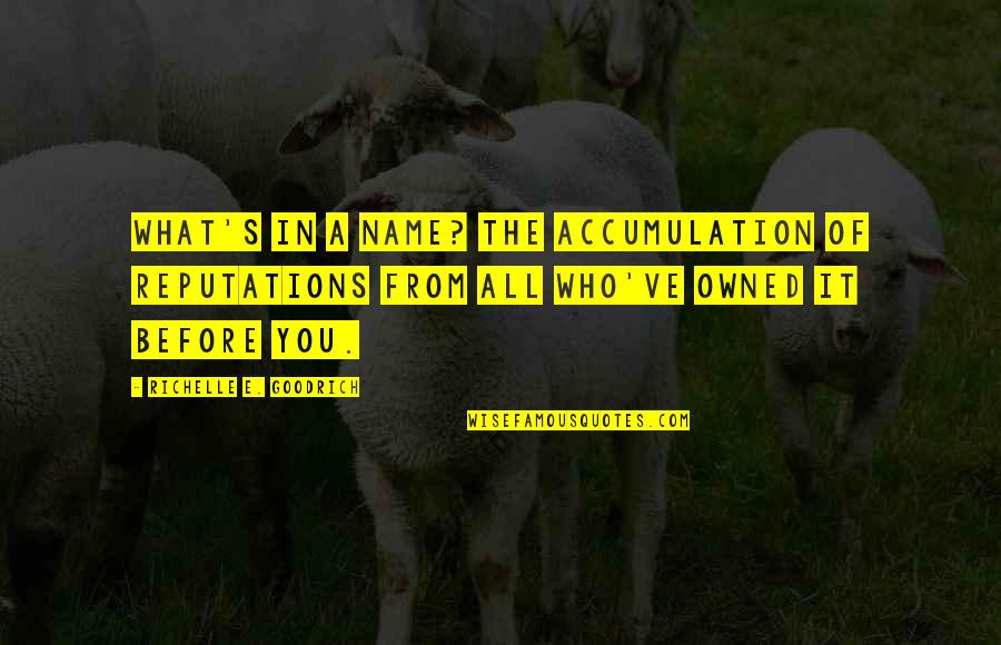 Patrickson Toussaint Quotes By Richelle E. Goodrich: What's in a name? The accumulation of reputations Patrickson Toussaint Quotes By Richelle E. Goodrich: What's in a name? The accumulation of reputations