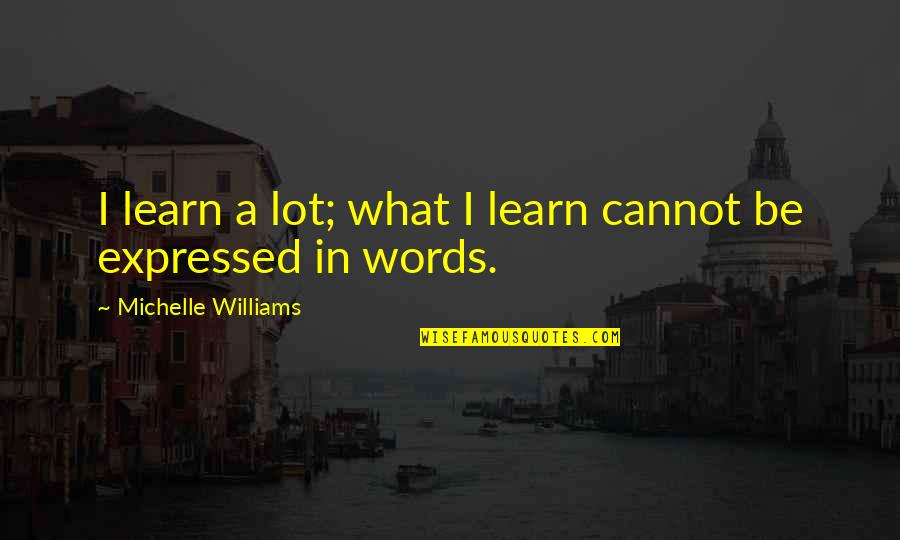 Patridge Sight Quotes By Michelle Williams: I learn a lot; what I learn cannot