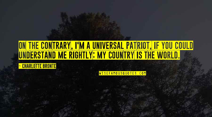 Patriot Quotes By Charlotte Bronte: On the contrary, I'm a universal patriot, if