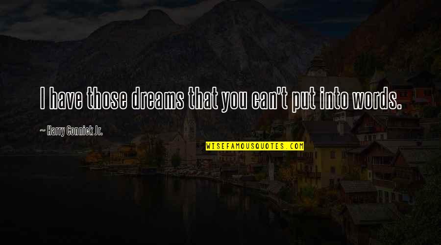 Patristics Def Quotes By Harry Connick Jr.: I have those dreams that you can't put Patristics Def Quotes By Harry Connick Jr.: I have those dreams that you can't put