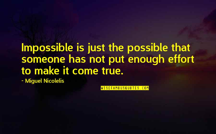 Patronella Houston Quotes By Miguel Nicolelis: Impossible is just the possible that someone has