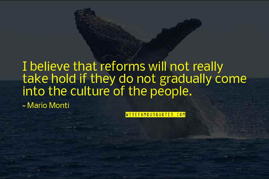 Patroonship Significance Quotes By Mario Monti: I believe that reforms will not really take