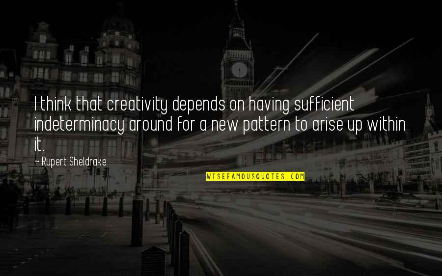 Pattern Thinking Quotes By Rupert Sheldrake: I think that creativity depends on having sufficient