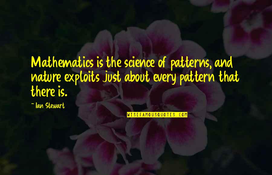 Patterns In Nature Quotes By Ian Stewart: Mathematics is the science of patterns, and nature