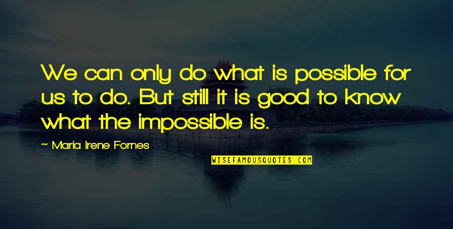 Patusan Fine Quotes By Maria Irene Fornes: We can only do what is possible for