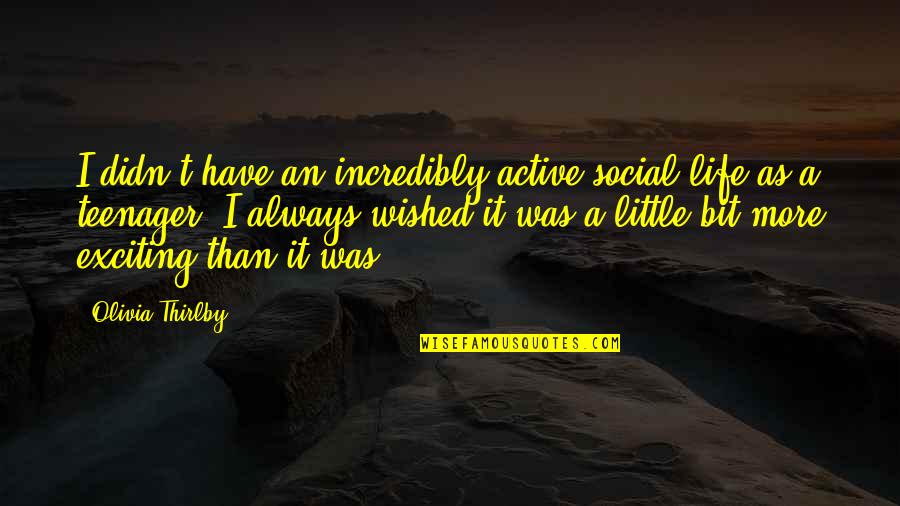 Paukert Lahudky Quotes By Olivia Thirlby: I didn't have an incredibly active social life