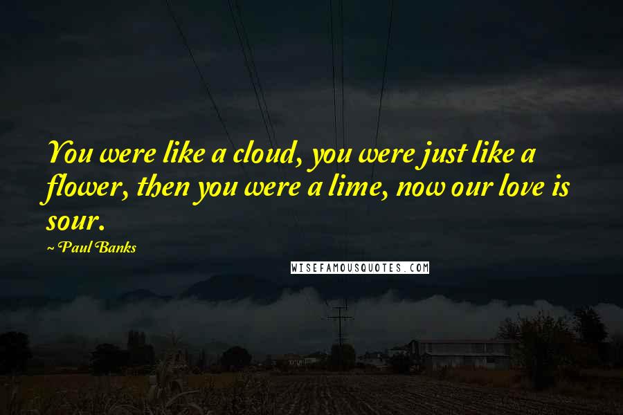 Paul Banks quotes: You were like a cloud, you were just like a flower, then you were a lime, now our love is sour.