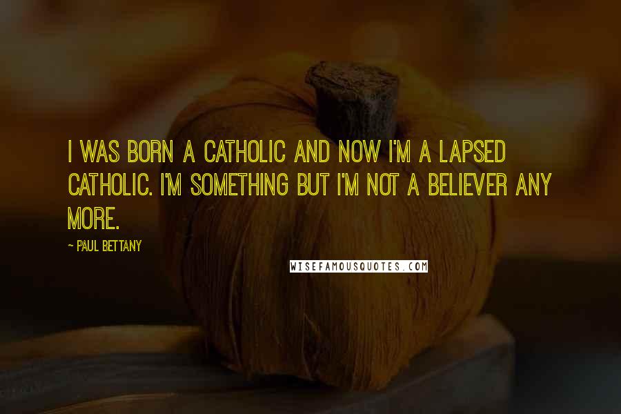 Paul Bettany quotes: I was born a Catholic and now I'm a lapsed Catholic. I'm something but I'm not a believer any more.