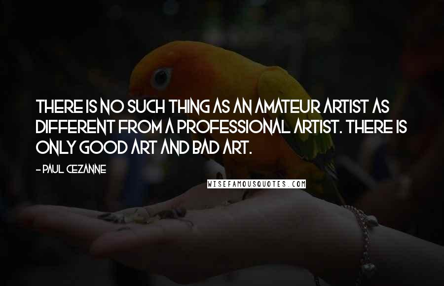 Paul Cezanne quotes: There is no such thing as an amateur artist as different from a professional artist. There is only good art and bad art.