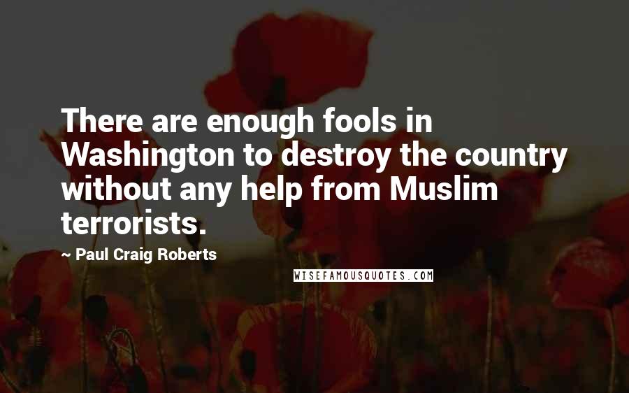 Paul Craig Roberts quotes: There are enough fools in Washington to destroy the country without any help from Muslim terrorists.