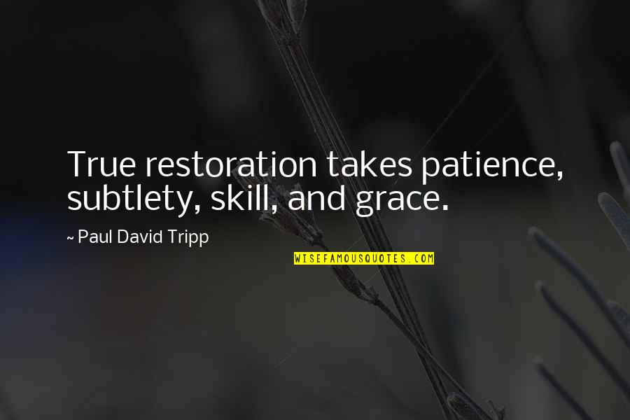 Paul D Tripp Quotes By Paul David Tripp: True restoration takes patience, subtlety, skill, and grace.