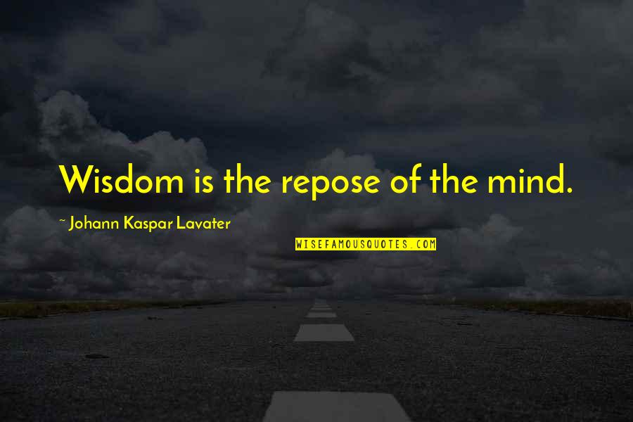 Paul De Gelder Quotes By Johann Kaspar Lavater: Wisdom is the repose of the mind.