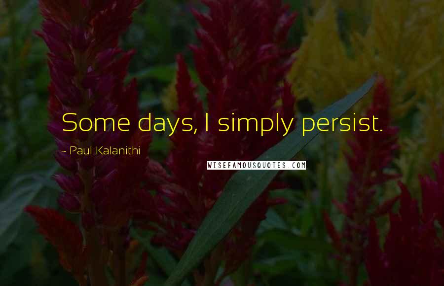 Paul Kalanithi quotes: Some days, I simply persist.