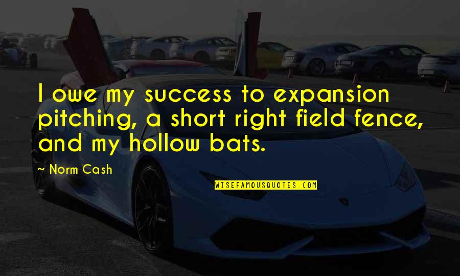 Paul Kellerman Quotes By Norm Cash: I owe my success to expansion pitching, a