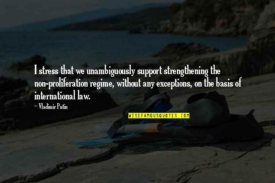 Paul Lind Quotes By Vladimir Putin: I stress that we unambiguously support strengthening the