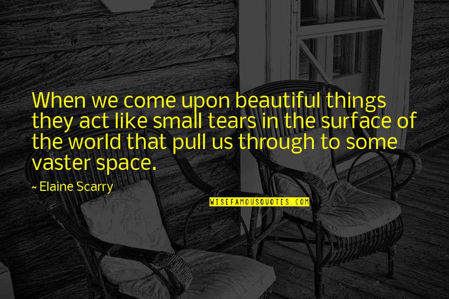 Paul Longmore Quotes By Elaine Scarry: When we come upon beautiful things they act Paul Longmore Quotes By Elaine Scarry: When we come upon beautiful things they act