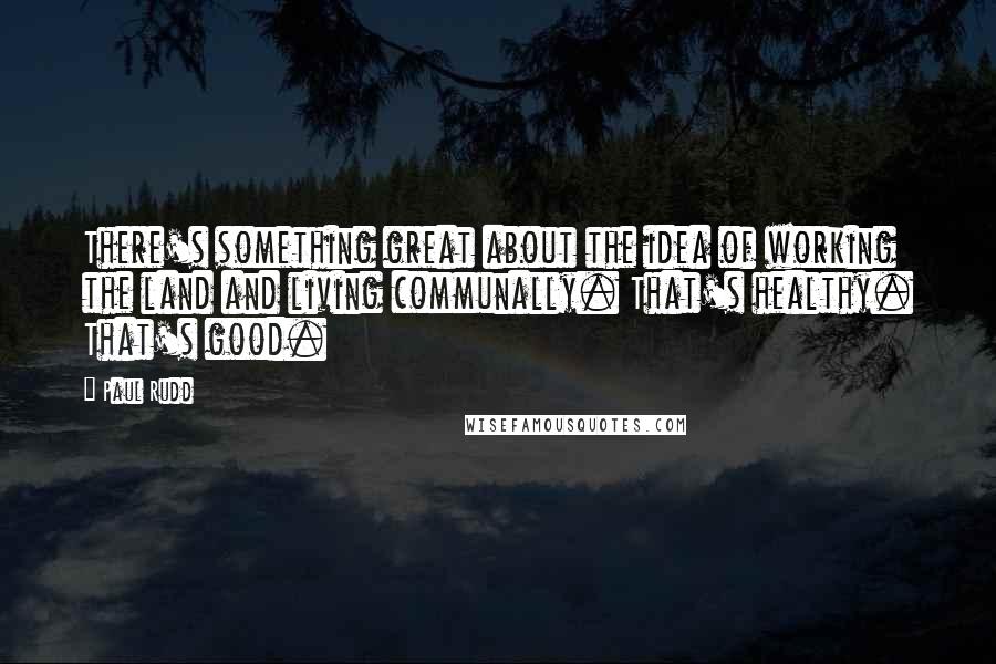 Paul Rudd quotes: There's something great about the idea of working the land and living communally. That's healthy. That's good.