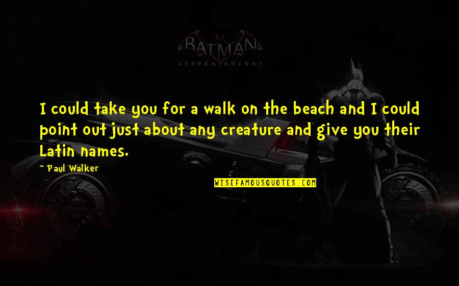 Paul Walker Quotes By Paul Walker: I could take you for a walk on Paul Walker Quotes By Paul Walker: I could take you for a walk on