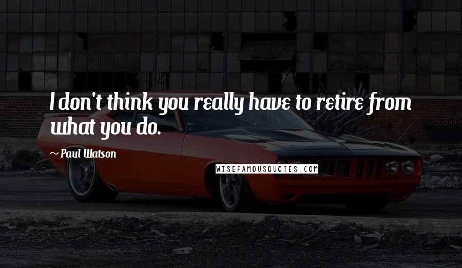 Paul Watson quotes: I don't think you really have to retire from what you do.