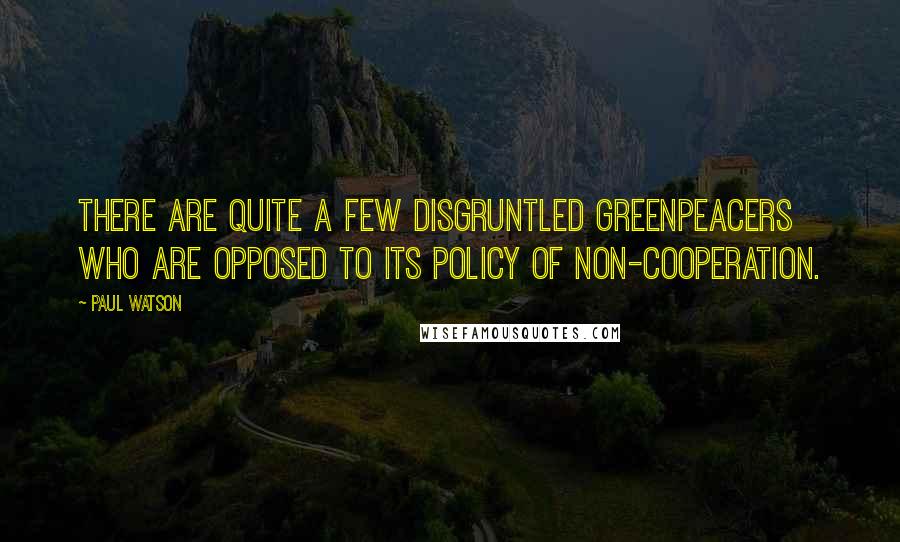 Paul Watson quotes: There are quite a few disgruntled Greenpeacers who are opposed to its policy of non-cooperation.