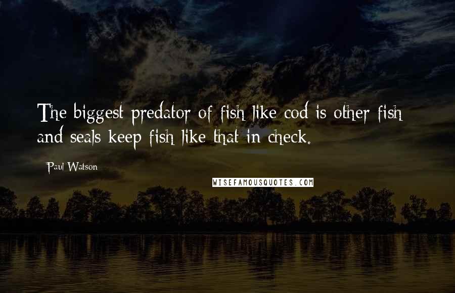 Paul Watson quotes: The biggest predator of fish like cod is other fish - and seals keep fish like that in check.