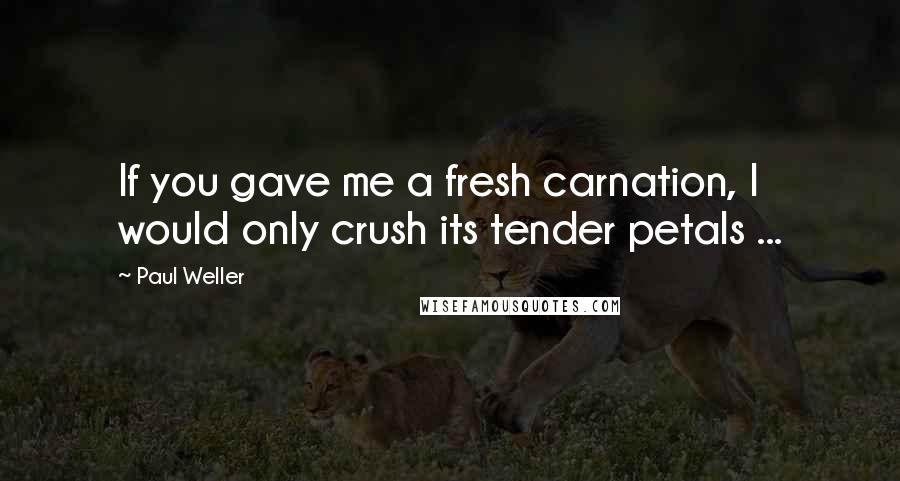 Paul Weller quotes: If you gave me a fresh carnation, I would only crush its tender petals ...