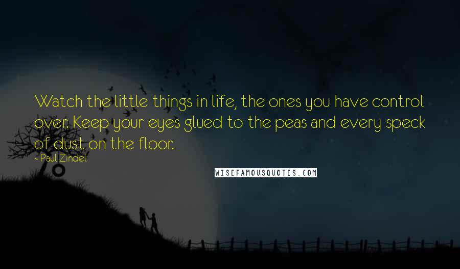 Paul Zindel quotes: Watch the little things in life, the ones you have control over. Keep your eyes glued to the peas and every speck of dust on the floor.