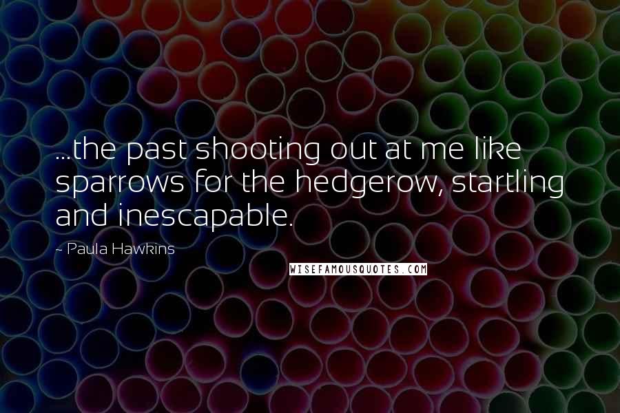Paula Hawkins quotes: ...the past shooting out at me like sparrows for the hedgerow, startling and inescapable.